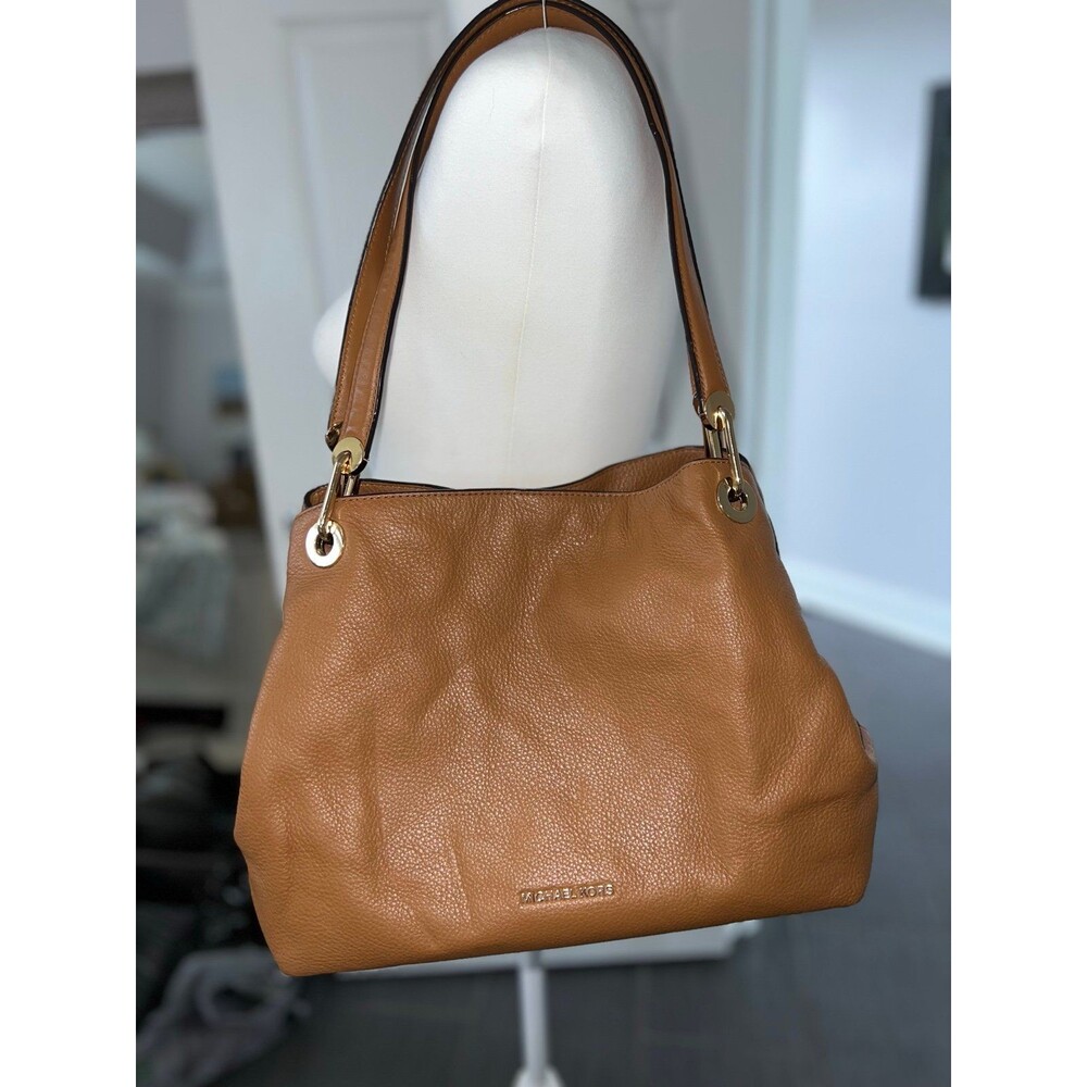 Michael Kors Cognac Raven Large Leather Shoulder Bag #318